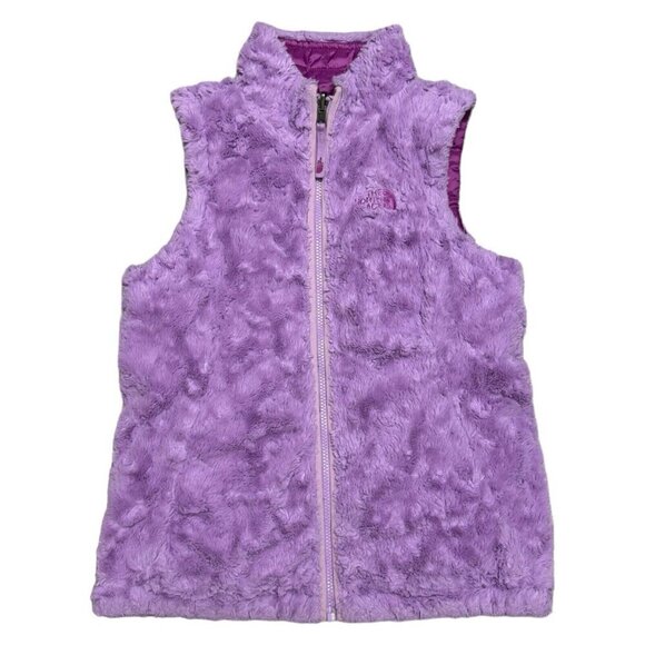 The North Face REVERSIBLE Faux Fur Fleece Outdoor Pink Puffer Vest Small - Picture 2 of 4